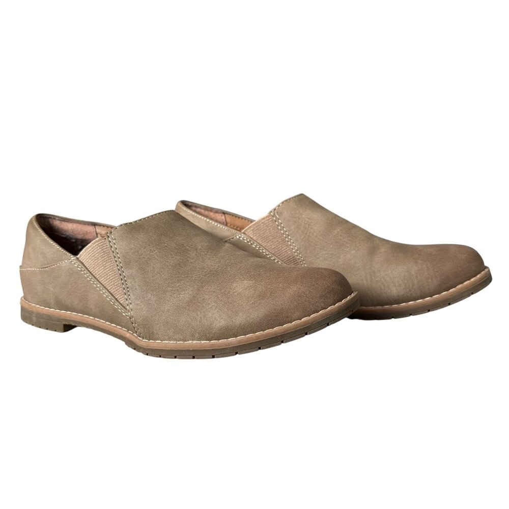 euro soft by sofft taupe padded slip on casual loafers comfort technology 6 1/2M